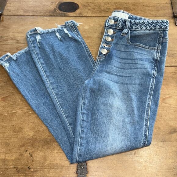 Women's Miss Me Blue Jeans with Button Fly with distressed hem ankles size 25 - Picture 3 of 10